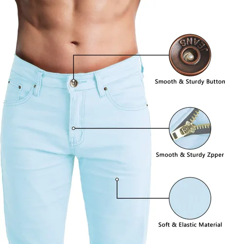 Vista 5 de WULFUL Pantalones de mezclilla ajustados y elásticos cómodos para hombre