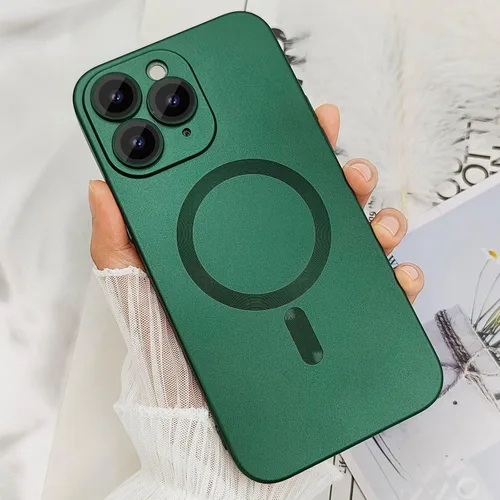 Vista 4 de ankofave Funda magnética para iPhone 11 Pro para mujer, diseño mate de lujo suave con brillo metálico con protector de lente de cámara, compatible