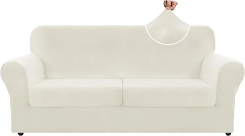 Vista 85 de ZNSAYOTX Fundas elásticas para silla de terciopelo de lujo con brazo, 2 piezas, para sala de estar, funda gruesa y suave, antideslizante, protector