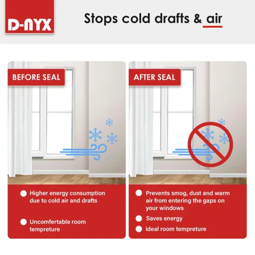 Vista 4 de D-NYX Cinta de sellado de ventana, 1 paquete de cinta de sellado transparente resistente sin residuos para puertas y ventanas, cinta aislante
