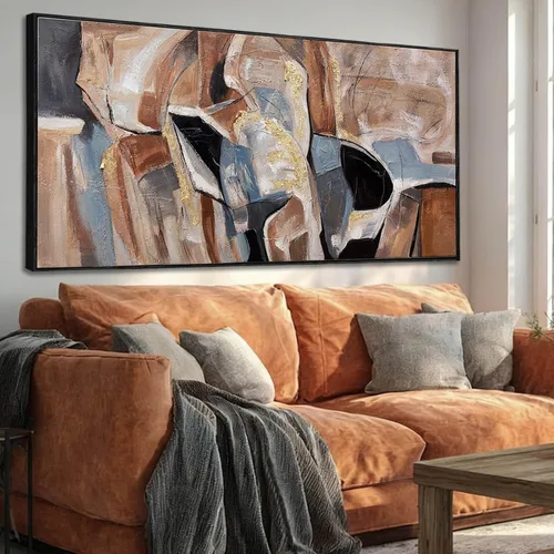 Vista 14 de Arte de pared blanco texturizado, arte abstracto gris, imágenes modernas enmarcadas grandes, pintura al óleo de paisaje ondulado, 24 x 48 pulgadas