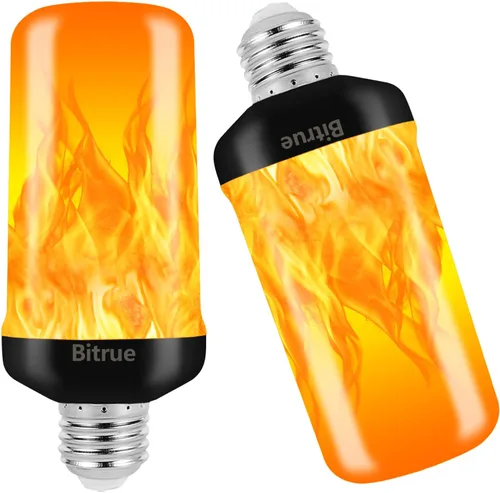 Vista 7 de Bitrue Bombillas LED de llama morada, 4 modos, base E26, luz decorativa Paquete de 2 morados.