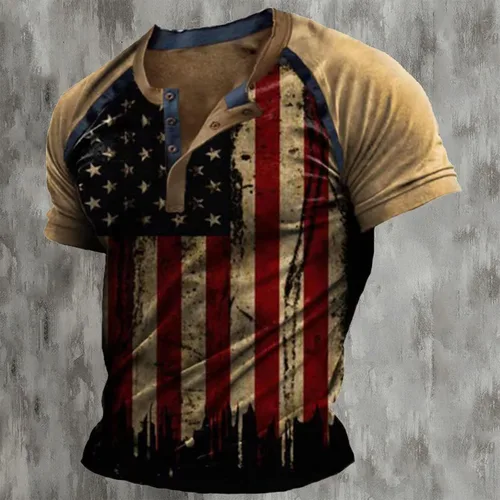 Vista 2 de EELHOE Mens 4th of July Shirt Cotton Graphic Patriotic Short Sleeve Fashionable Breathable Lightweight Loose Fit Clothes