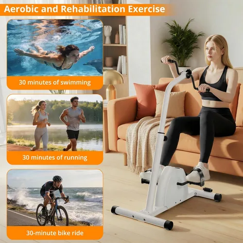 Vista 3 de Ejercitador de pádel, mini bicicleta estática para ciclismo de piernas y brazos, ejercicio de calentamiento