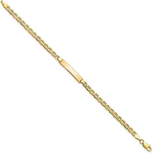 Vista 2 de Pulsera de identificación personalizada de oro amarillo de 10 quilates con anclaje sólido para hombres o mujeres, longitud de 7 pulgadas de ancho