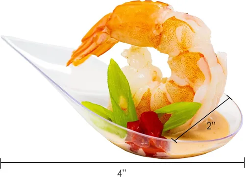Vista 3 de 480 Estuche Platos Pequeños Transparentes para Aperitivos Mini Cucharas de Postre de Plástico de Grado Profesional Reciclables para Fiestas Bandeja