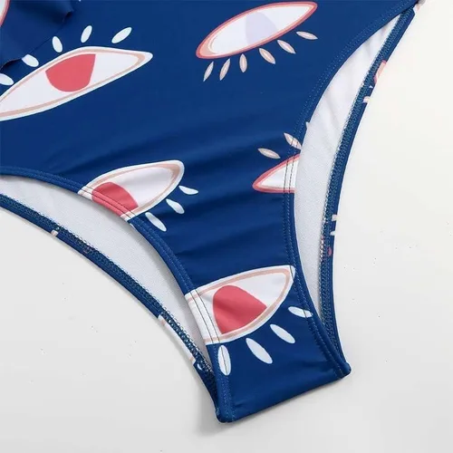 Vista 2 de Traje de baño para mujer, conjunto de bikini sexy de una pieza con traje de baño estampado y falda larga