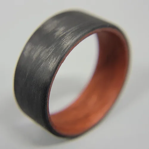 Vista 7 de Handmade Ring Band - Men's or Women's Carbon Fiber Ring with Copper Composite Interior, Matte Finish, Flat Black Band, Durable, Waterproof, Sizes