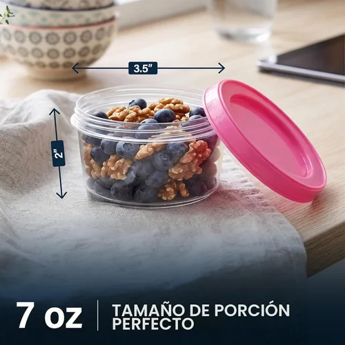 Vista 2 de DecorRack Contenedores de almacenamiento de alimentos de 7 onzas, multiusos, tapas de rosca (paquete de 12)