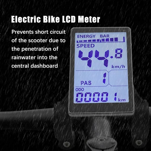 Vista 6 de Pantalla LCD para Bicicleta Eléctrica, Métrica de Panel de 5 Pines para E Scooter M5 con Conector Impermeable, Pantalla de Control de Medidor
