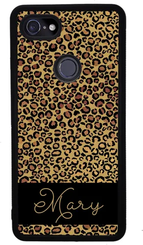 Vista 4 de Funda de goma negra personalizada de piel de leopardo compatible con Google Pixel 10, 10 Pro, 10 Pro XL, 9a, 9 Pro, Pixel 9, Pixel 9 Pro XL, 8a, 8