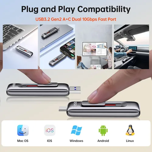 Vista 6 de SSK Unidad flash de 256 GB de memoria USB Push-Pull de hasta 1000 MB/s