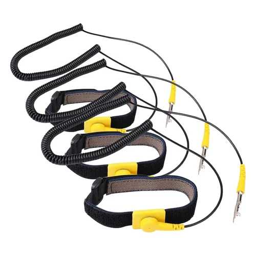 Vista 11 de Correa de muñeca antiestática, pulsera de conexión a tierra antiestática de 11 pulgadas con clip de cocodrilo y cable largo extensible, se adapta a