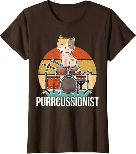 Vista 22 de Funny Percussion Drummer Drumming Drums Saying I Kitten Cat Camiseta, Negro, S