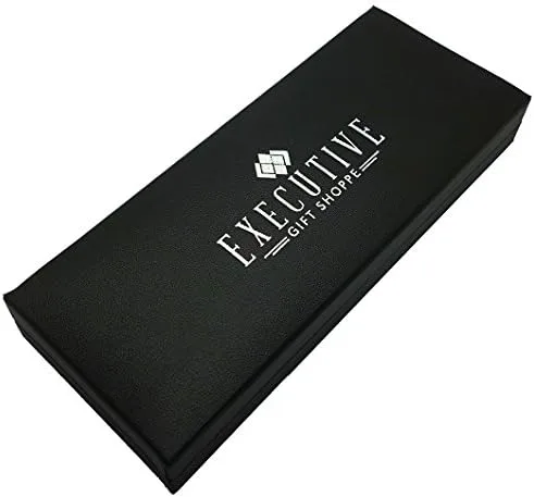 Vista 2 de Executive Gift Shoppe Leather Collection Bolígrafo grabado personalizado Bolígrafo de acero y cuero de barril ancho