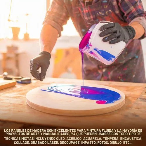 Vista 5 de U.S. Art Supply Paneles de madera acunados redondos sin terminar de 6