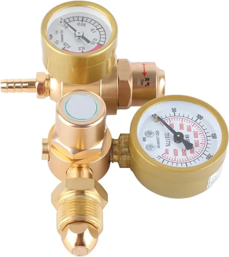 Vista 2 de Oumefar Regulador de soldadura de gas, reguladores de CO2 de argón, reguladores de soldadura de gas, soldadura Mig Tig con salida de 1/4 pulgadas