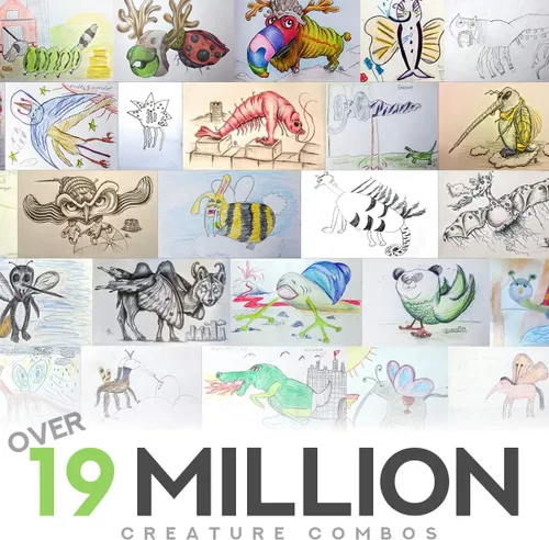 Vista 7 de Juego de cartas de sugerencias de arte de criaturas míticas — 150 tarjetas de dibujo, regalo para ideas de artistas — Juegos de imaginación