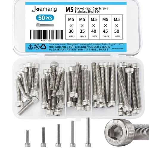 Vista 12 de Tornillos de cabeza de botón M5 x 8 mm, 12 mm, 16 mm, 20 mm, 25 mm, tornillos de cabeza de botón, acero inoxidable 304, accionamiento hexagonal