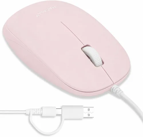 Vista 10 de Macally Ratón USB con cable para Mac y Windows, mouse simple de computadora con cable de 3 botones, diseño de rueda de desplazamiento con cable