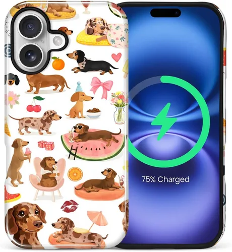 Vista 123 de Funda Compatible con iPhone 13/14 [Compatible con MagSafe] Protección de Doble Capa de Cáscara Dura Híbrida, Funda Magnética Protectora a Prueba
