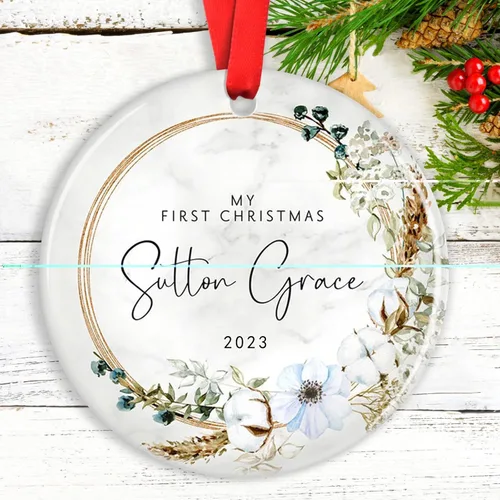 Vista 29 de Adornos de Navidad personalizados para camión volquete, adorno personalizado para bebé, adornos para árbol de Navidad para niños, adornos de camión