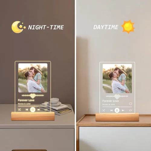 Vista 4 de Marcos de Foto Personalizados de Placa de Spotify, Marco de Foto de Portada de Canción de Acrílico Personalizado, Regalos Personalizados para Novia