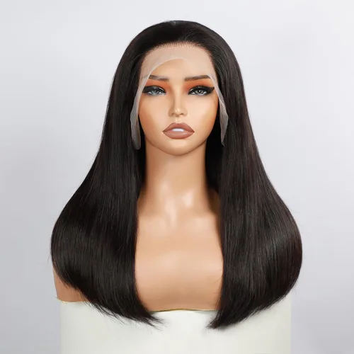 Vista 11 de Pelucas de cabello humano lacio con encaje frontal de hueso de 13 x 4 para mujeres negras, densidad del 200 %, peluca frontal de encaje transparente
