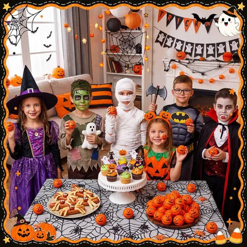 Vista 4 de Jerify 30 Pcs Halloween Basketball Stress Balls Bulk 1.57 Inch Pumpkin Foam Stress Balls for Halloween Goodie Bag Fillers Trick or Treating School