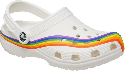 Vista 4 de Crocs 208106-94S-M2W4 - Zuecos clásicos de tinte arcoíris, blanco/multicolor, 6 mujer/4 hombres