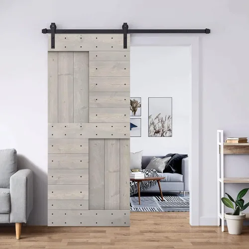Vista 49 de TMS Serie N - Puerta corrediza interior de madera de pino anudada con kit de herrajes deslizantes (32 x 84 pulgadas, blanco)
