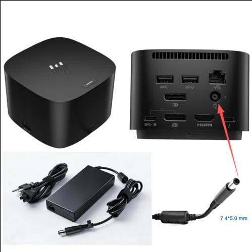 Vista 3 de HNHTKJ Cargador de 150 W, 7,4 × 0.2 in, apto para cable de alimentación HP Thunderbolt Dock G2 G4 Cargador de CA compatible con HP 120W Dock G4