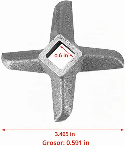Vista 2 de Picadora de carne de repuesto #32 – Cuchillo de corte de acero inoxidable de 4 cruces resistente para molinillos de cocina, procesadores