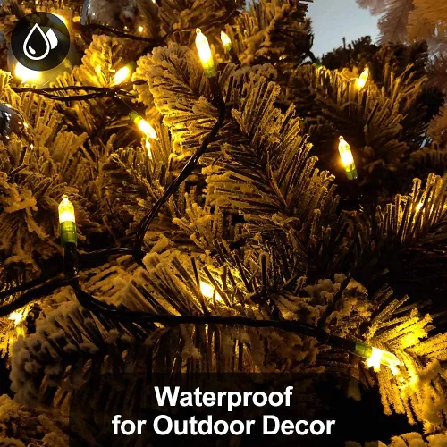 Vista 6 de MASHANG Luces de Navidad – Cadena de luces a pilas, 50 luces LED, miniluces, 8 modos, cable verde, mini juego de luces con temporizador para árbol