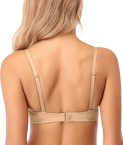 Vista 3 de JOATEAY Sujetador de inmersión profunda Push Up Sujetador sin aros de corte bajo Beige