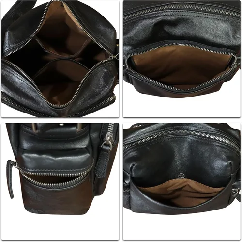 Vista 7 de IVTG Bolso de cuero genuino y bolso de mensajero para hombre, bolso de hombro de cuero a la moda, maletín, bolso cruzado, correa