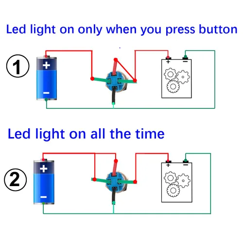 Vista 6 de Gebildet Interruptor de botón de bloqueo automático de acero inoxidable de 0.47 pulgadas/0.472 in, 12 V-24 V, 3 A, símbolo de alimentación, LED
