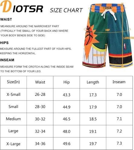 Vista 7 de DIOTSR Pantalones cortos de baloncesto para hombre, pantalones cortos deportivos de malla para hombre, pantalones cortos casuales con estampado