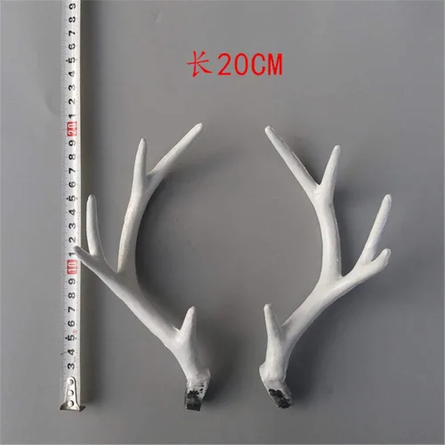 Vista 2 de Hecho a mano 20CM blanco simulación plástico ciervos cuernos DIY Cosplay animales cuerno diadema ciervos decoración del hogar (blanco)
