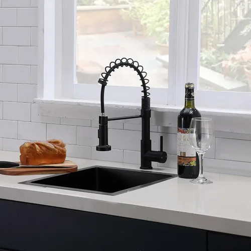 Vista 4 de Hotis - Fregadero de barra negro de montaje inferior, fregadero de barra negra de 15 x 17 pulgadas, fregadero de cocina pequeño de acero inoxidable