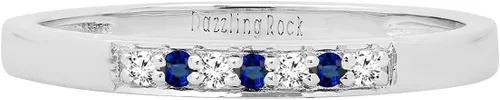 Vista 2 de Dazzlingrock Collection Anillo de boda de siete piedras preciosas y diamantes blancos creados en laboratorio redondo de oro de 18 quilates