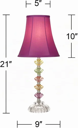 Vista 4 de 360 Lighting - Lámpara de mesa de acento estilo bohemio tradicional y chic, 21" de alto, vidrio multicolor apiladas, campana en forma de orquídea