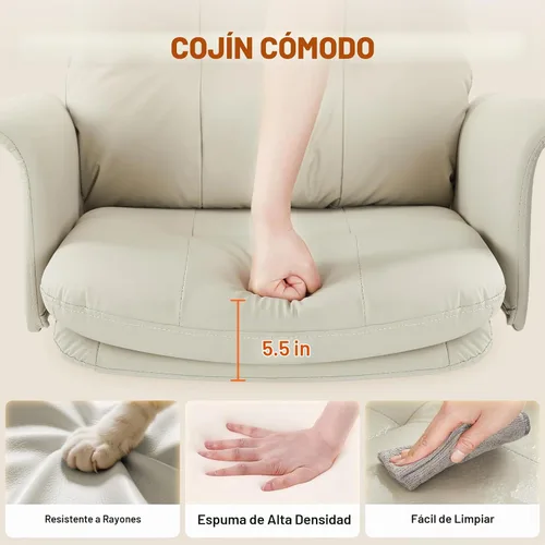 Vista 6 de IWMH Silla de escritorio cómoda,Silla de oficina ejecutiva,Silla de Beige lechoso