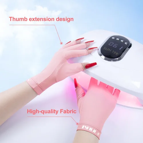 Vista 3 de NXJ INFILILA UV Gloves for Nails, Anti UV Light Gloves for Gel Nail Lamp, Professional UPF 99+ Protection for Women