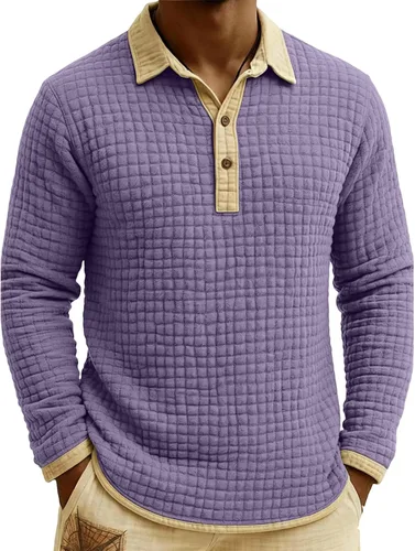 Vista 19 de Polo de punto para hombre, manga larga, ligero, informal, con cuello