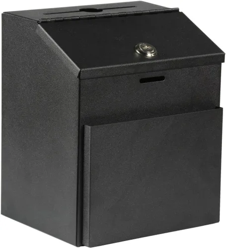 Vista 29 de Caja de Donación de Metal - Caja de Sugerencias con Ranura y Cerradura - Caja de Seguridad para Dinero - Caja de Depósito Segura - Caja
