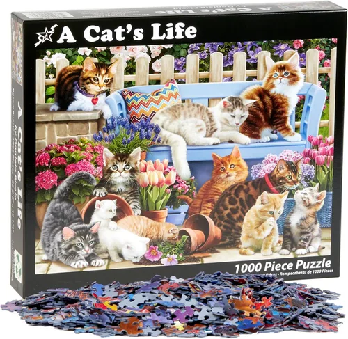Vista 3 de Vermont Christmas Company Rompecabezas de la vida de un gato de 1000 piezas