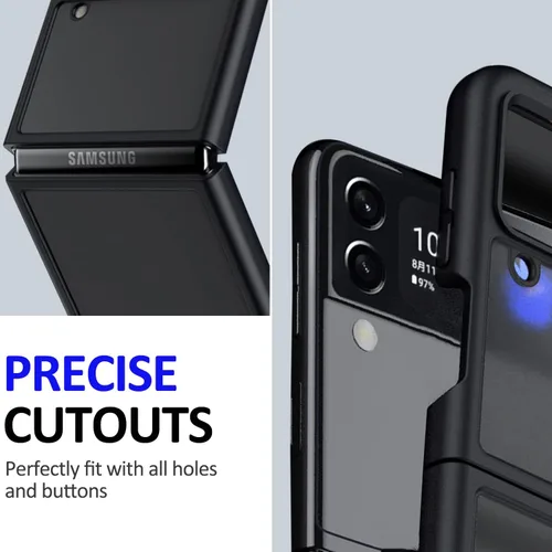 Vista 6 de Miimall Compatible con Samsung Galaxy Z Flip 4, panel de PC translúcido mate antihuellas con borde de TPU suave, funda protectora completa ultrafina