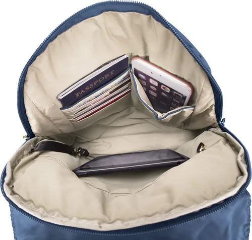 Vista 4 de Travelon Mochila delgada antirrobo para mujer, Ocean, talla única , Travelon Mochila delgada antirrobo Signature