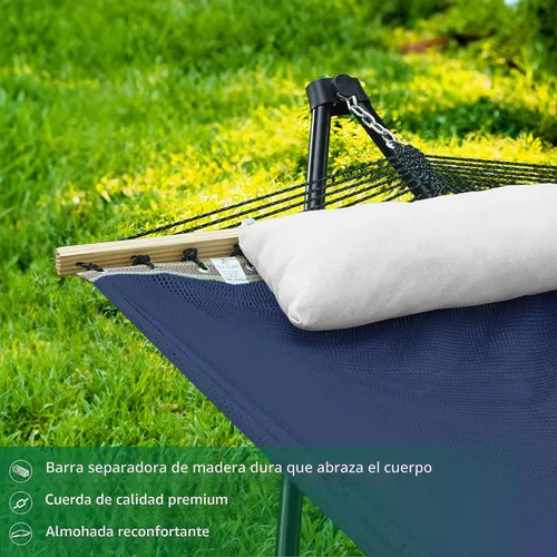 Vista 4 de Tranquillo Unity Soporte de hamaca ajustable, soportes para hamacas para el jardín, soporte de hamaca doble de acero de capacidad de 800 libras
